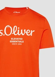 s.Oliver Poloshirt T-Shirt mit Logo-Print Artwork Orange