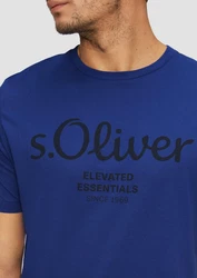 s.Oliver Poloshirt T-Shirt mit Logo-Print Artwork Blau/Dunkelblau