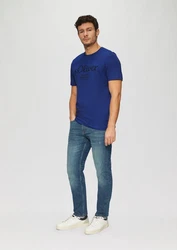 s.Oliver Poloshirt T-Shirt mit Logo-Print Artwork Blau/Dunkelblau