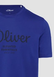 s.Oliver Poloshirt T-Shirt mit Logo-Print Artwork Blau/Dunkelblau