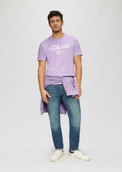 s.Oliver Poloshirt T-Shirt mit Logo-Print Artwork Lila/Fliederfarben/Rosa