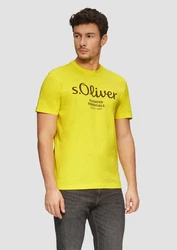 s.Oliver Poloshirt T-Shirt mit Logo-Print Artwork Gelb/Grün