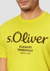 s.Oliver Poloshirt T-Shirt mit Logo-Print Artwork Gelb/Grün