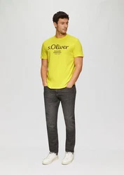 s.Oliver Poloshirt T-Shirt mit Logo-Print Artwork Gelb/Grün