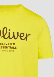 s.Oliver Poloshirt T-Shirt mit Logo-Print Artwork Gelb/Grün
