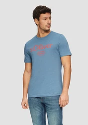 s.Oliver Poloshirt T-Shirt mit Logo-Print Artwork Hellblau/Blau/Pastell