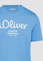 s.Oliver Poloshirt T-Shirt mit Logo-Print Artwork Hellblau/Blau