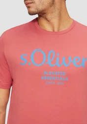 s.Oliver Poloshirt T-Shirt mit Logo-Print Artwork Rot/Rosa