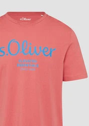 s.Oliver Poloshirt T-Shirt mit Logo-Print Artwork Rot/Rosa