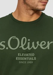 s.Oliver Poloshirt T-Shirt mit Logo-Print Artwork Dunkelgrün