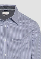 s.Oliver Langarmhemd Regular Fit Grau/Blau/Hellblau