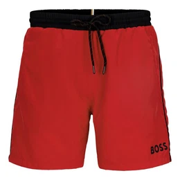 Badeshorts Starfish mit dezentem Markenschriftzug auf dem linken Bein