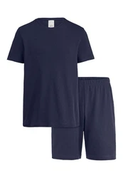 Hessnatur Pyjama Regular PURE NATURE Dunkelblau/Blau