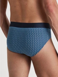 CALIDA Slip Cotton Code Design Herren Dunkelblau/Hellblau/Blau