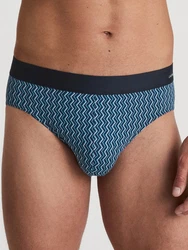 CALIDA Slip Cotton Code Design Herren Dunkelblau/Hellblau/Blau