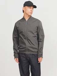 Jack & Jones Leichte Bomber Jacke College Übergangs Blouson JJERUSH dunkelgrau