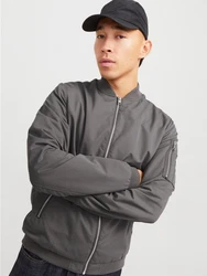 Jack & Jones Leichte Bomber Jacke College Übergangs Blouson JJERUSH dunkelgrau