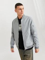 Jack & Jones Leichte Bomber Jacke College Übergangs Blouson JJERUSH Grau/Hellgrau