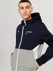 Jack & Jones Blouson JJERUSH HOOD BOMBER NOOS Dunkelblau/Blau/Grau