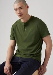 Levi's Henleyshirt mit Logo Stickerei Dunkelgrün/Grün