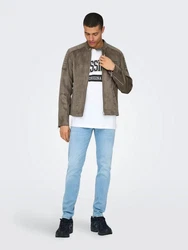 ONLY & SONS ONSGUS FAUX SUEDE RACER JACKET OTW NOOS Beige/Braun/Grün/Khaki