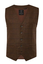 JP1880 Steppweste Karo Strickrücken Braun/Dunkelbraun