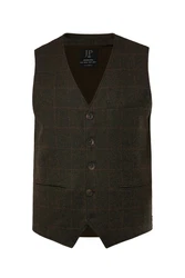 JP1880 Steppweste Karo Strickrücken Dunkelgrün