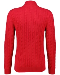 Gant Strickpullover Troyer COTTON CABLE HALF ZIP Rot/Dunkelrot/Rosa