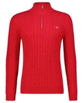 Gant Strickpullover Troyer COTTON CABLE HALF ZIP Rot/Dunkelrot/Rosa