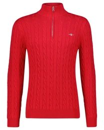 Strickpullover Herren Troyer COTTON CABLE HALF ZIP (1-tlg)
