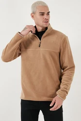 Buratti Fleecepullover Regular Fit Braun/Beige