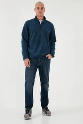Buratti Fleecepullover Regular Fit Dunkelblau/Blau/Türkis/Hellblau