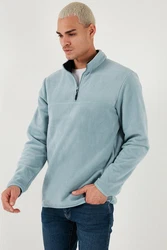 Buratti Fleecepullover Regular Fit Hellblau/Grau/Blau