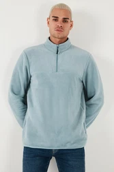 Buratti Fleecepullover Regular Fit Hellblau/Grau/Blau