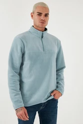 Buratti Fleecepullover Regular Fit Hellblau/Grau/Blau