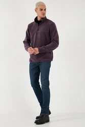 Buratti Fleecepullover Regular Fit Lila/Dunkelrot/Fliederfarben/Dunkelblau