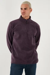 Buratti Fleecepullover Regular Fit Lila/Dunkelrot/Fliederfarben/Dunkelblau