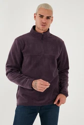 Buratti Fleecepullover Regular Fit Lila/Dunkelrot/Fliederfarben/Dunkelblau