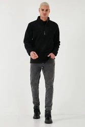 Buratti Fleecepullover Regular Fit Schwarz