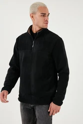 Buratti Fleecepullover Regular Fit Schwarz