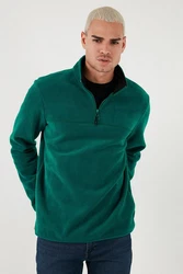 Buratti Fleecepullover Regular Fit Dunkelgrün/Türkis/Grün
