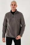 Buratti Fleecepullover Regular Fit Grau/Dunkelgrau/Hellgrau/Braun Buratti Fleecepullover Regular Fit Grau/Dunkelgrau/Hellgrau/Braun