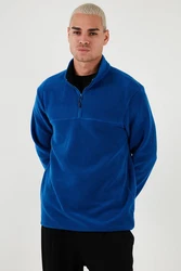Buratti Fleecepullover Regular Fit Blau/Dunkelblau