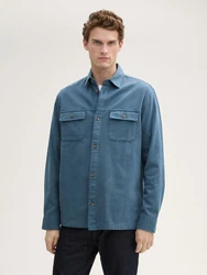 TOM TAILOR Twill Overshirt Blau/Hellblau/Grau