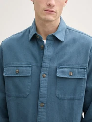 TOM TAILOR Twill Overshirt Blau/Hellblau/Grau