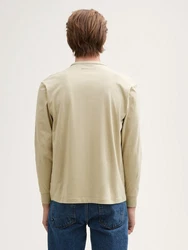 TOM TAILOR Denim T-Shirt Relaxed Fit Langarmshirt mit Brusttasche Khaki/Beige