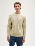 TOM TAILOR Denim T-Shirt Relaxed Fit Langarmshirt mit Brusttasche Khaki/Beige