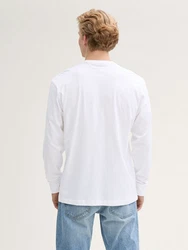 TOM TAILOR Denim T-Shirt Relaxed Fit Langarmshirt mit Brusttasche Weiß/Creme