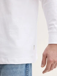 TOM TAILOR Denim T-Shirt Relaxed Fit Langarmshirt mit Brusttasche Weiß/Creme