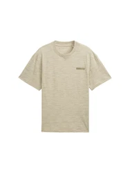 TOM TAILOR Denim T-Shirt Relaxed Fit mit Print Khaki/Beige